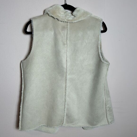 Faux-Fur Open Front Vest Jacket in Ivory reversible - Picture 7 of 7